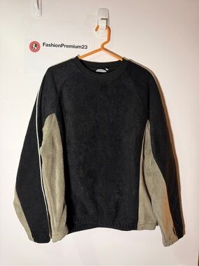 ASOS DESIGN New Men Colorblock Fleece Crewneck Pullover Sweatshirt Black/Gray M